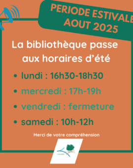 Horaires Bibliothèque municipale Horaires Bibliothèque municipale