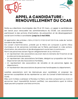 RENOUVELLEMENT DU CCAS RENOUVELLEMENT DU CCAS